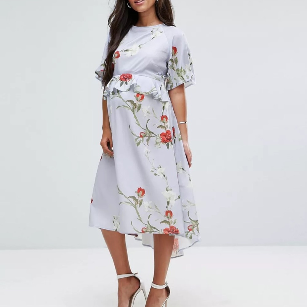 Hope & Ivy Maternity Kimono Sleeve Dress With Soft Peplum